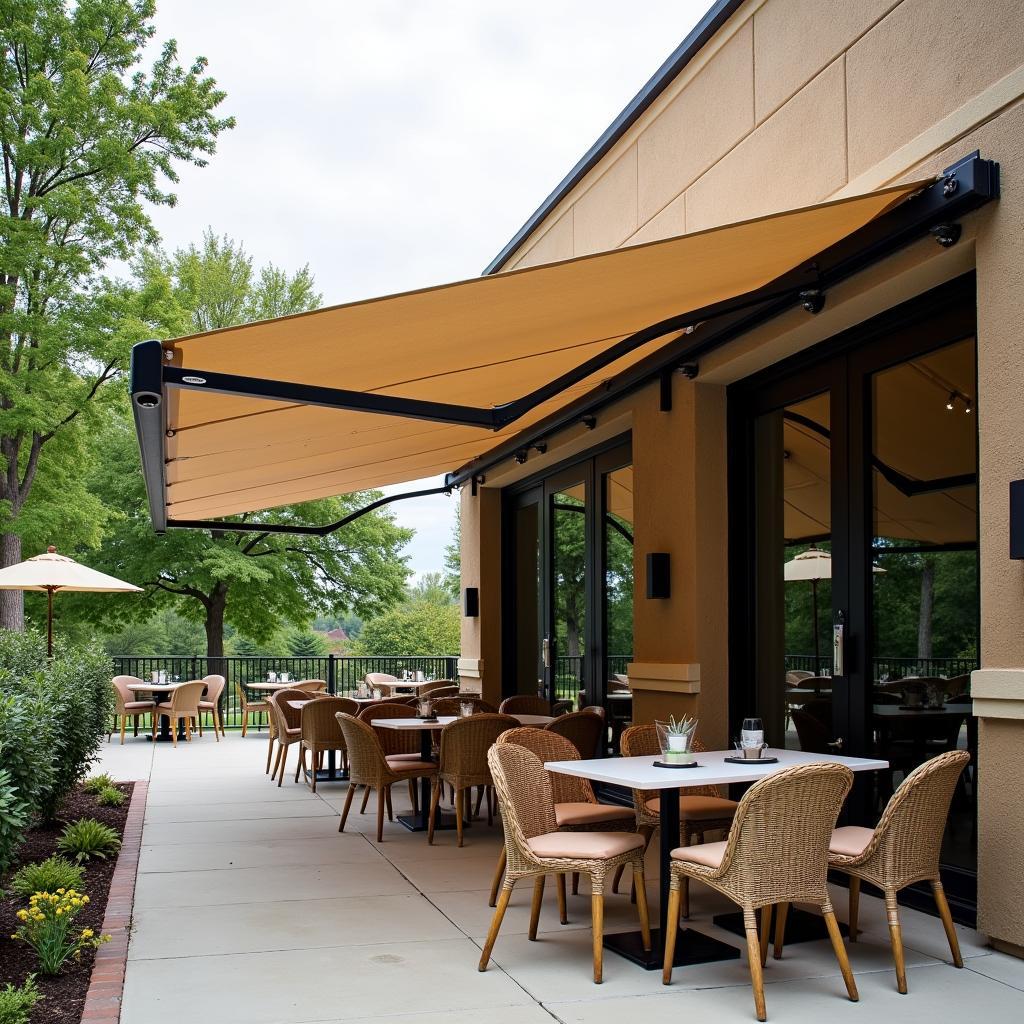 Mẫu mái bạt che nắng mưa di động đẹp cho quán cafe ngoài trời